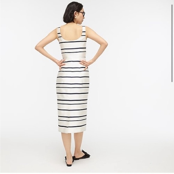 Jcrew Scoopneck midi dress in jacquard stripe 00 NWT - Picture 3 of 4
